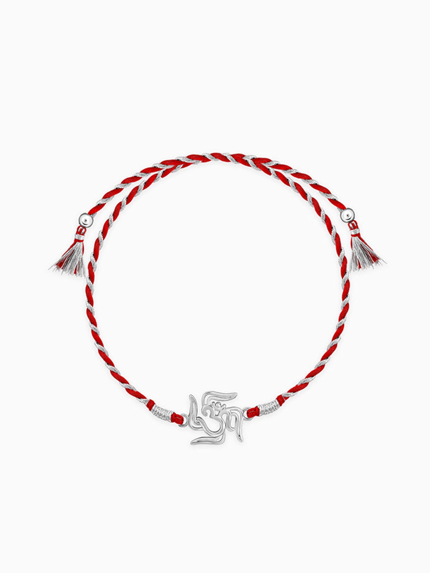 Silver Om and Swastik Rakhi