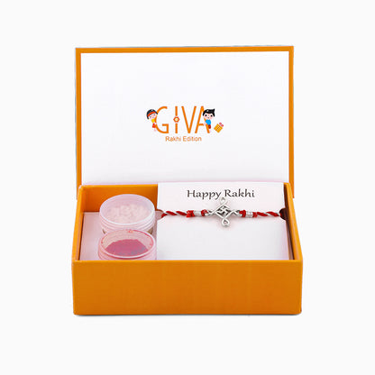 Silver Minimal Swastika Rakhi