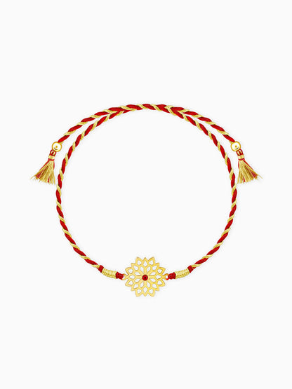 Golden Sparkling Floral Rakhi