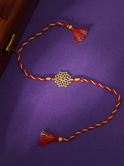 Golden Sparkling Floral Rakhi