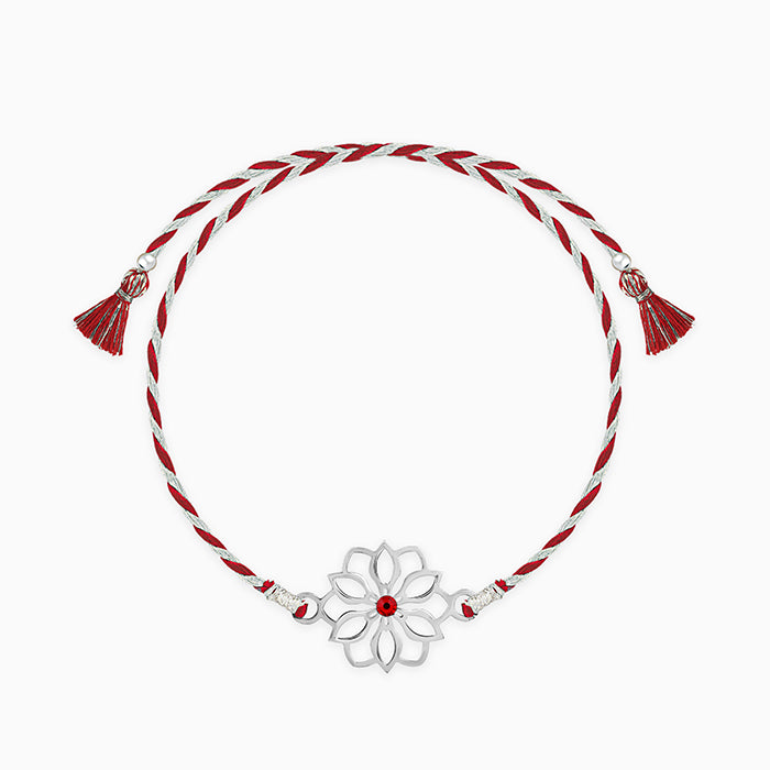 Silver Floral Bloom Rakhi