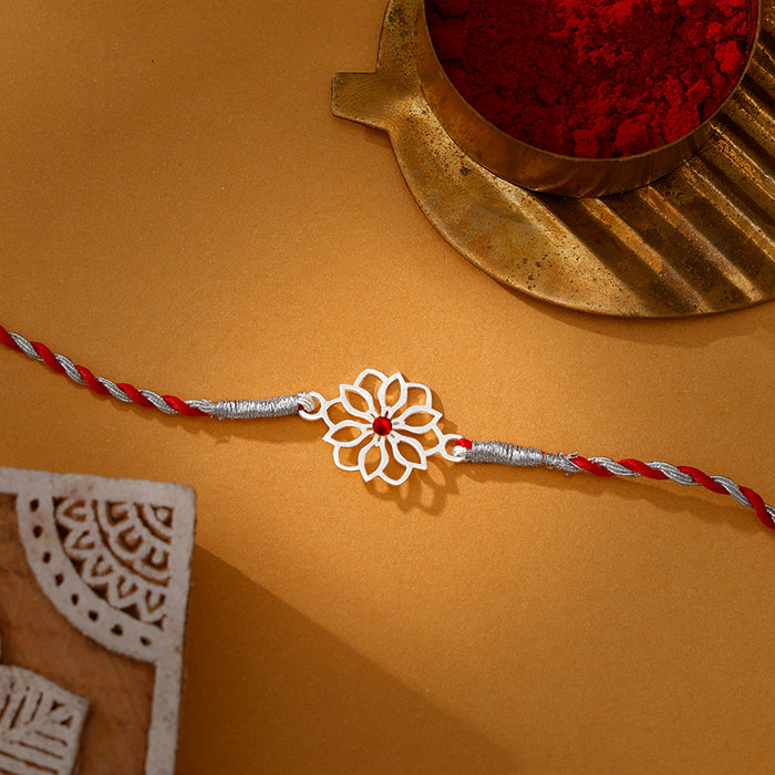 Silver Floral Bloom Rakhi