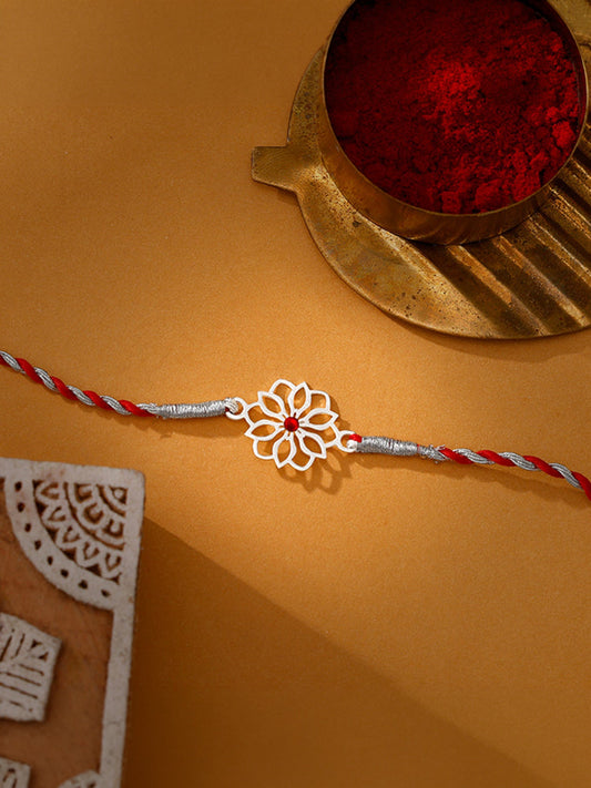 Silver Floral Bloom Rakhi