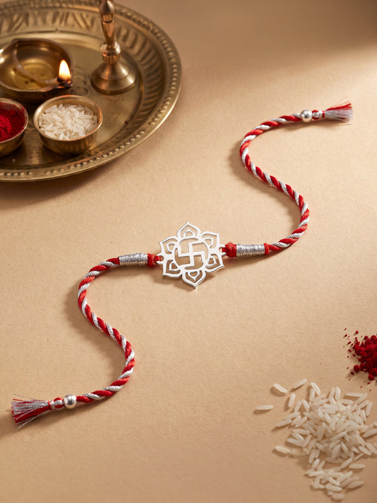 Silver Spiritual Swastik Rakhi