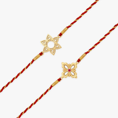 Golden Starry Floral Rakhi Combo (Set of 2)