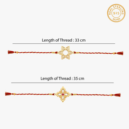 Golden Starry Floral Rakhi Combo (Set of 2)