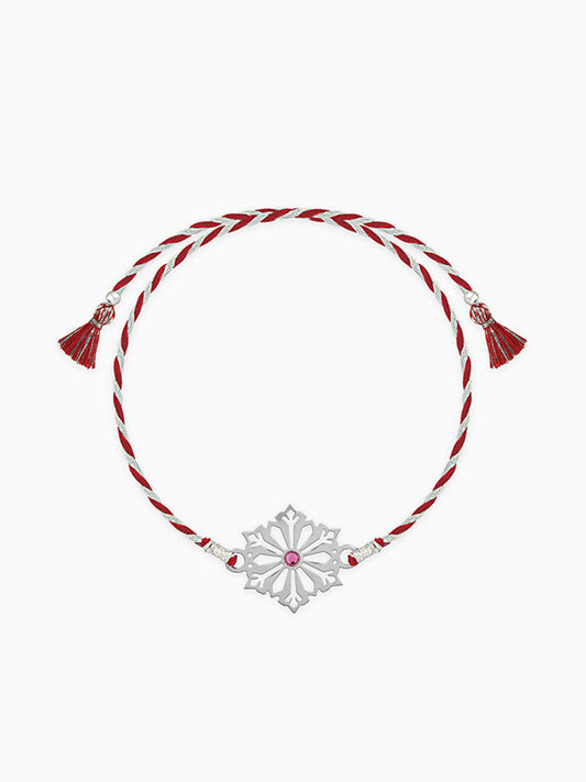Silver Floral Rakhi