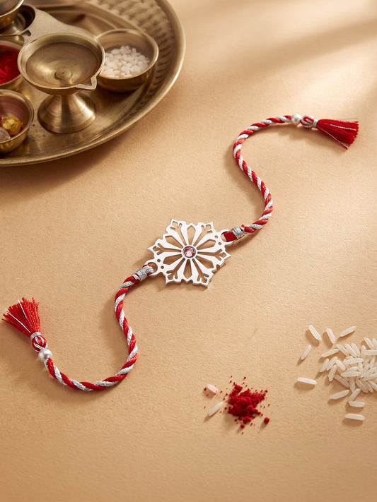 Silver Floral Rakhi