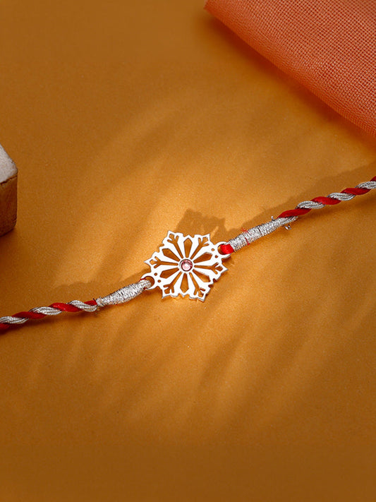 Silver Floral Rakhi
