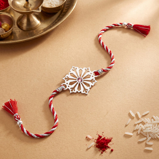 Silver Floral Rakhi