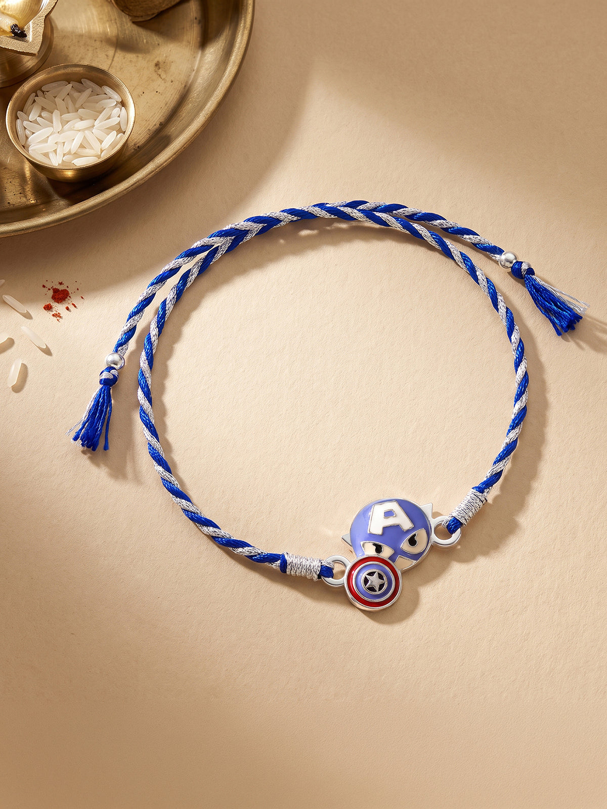 Silver Captain America Rakhi for Kids