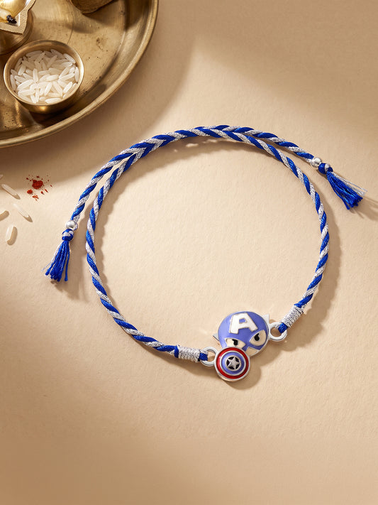 Silver Captain America Rakhi for Kids