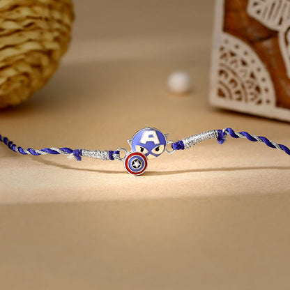 Silver Captain America Rakhi for Kids
