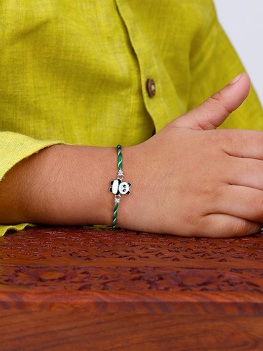 Silver Cute Panda Rakhi for Kids