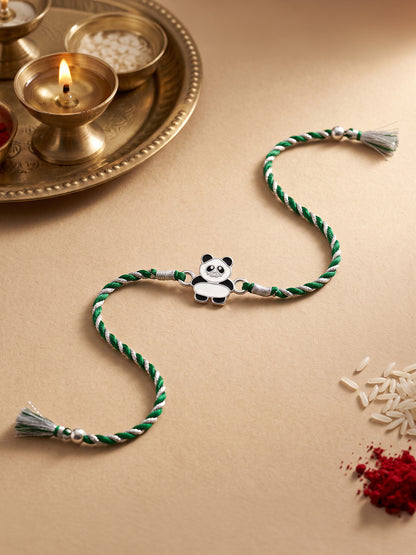 Silver Cute Panda Rakhi for Kids