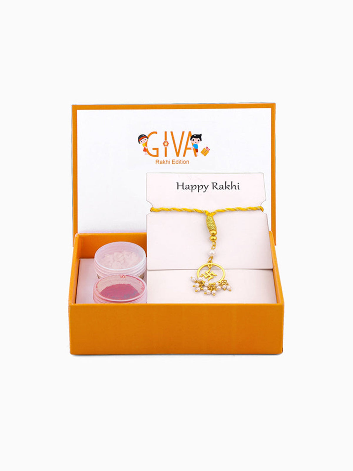 Golden Circular Swastik Lumba Rakhi
