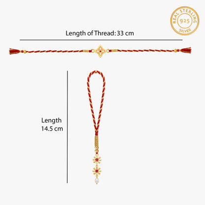 Golden Dhrivan Bhaiya Bhabhi Rakhi Combo (Set of 2)