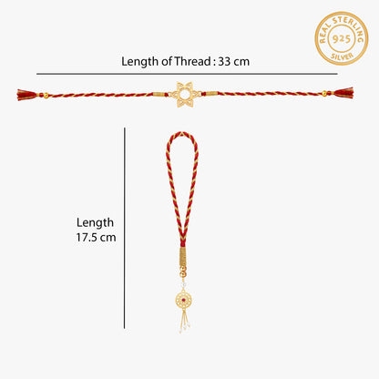 Golden Rishan Bhaiya Bhabhi Rakhi Combo (Set of 2)