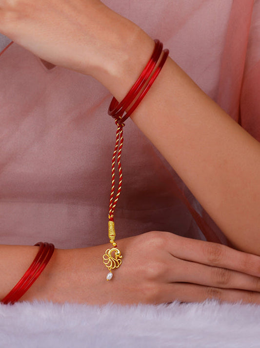 Golden Pearl Peacock Lumba Rakhi