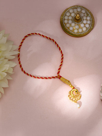 Golden Pearl Peacock Lumba Rakhi