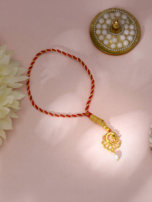 Golden Pearl Peacock Lumba Rakhi