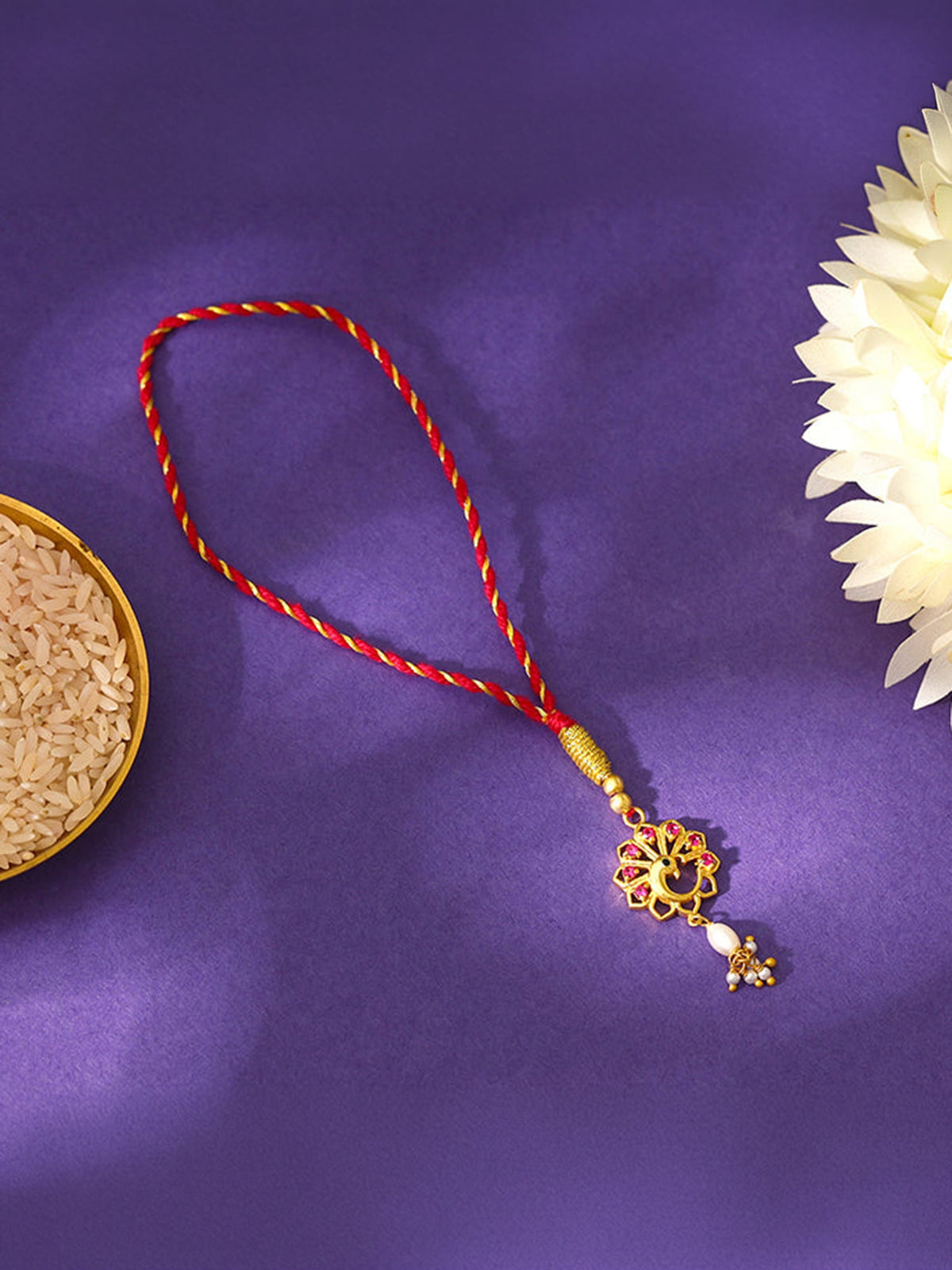 Golden Peacock Heritage Lumba Rakhi