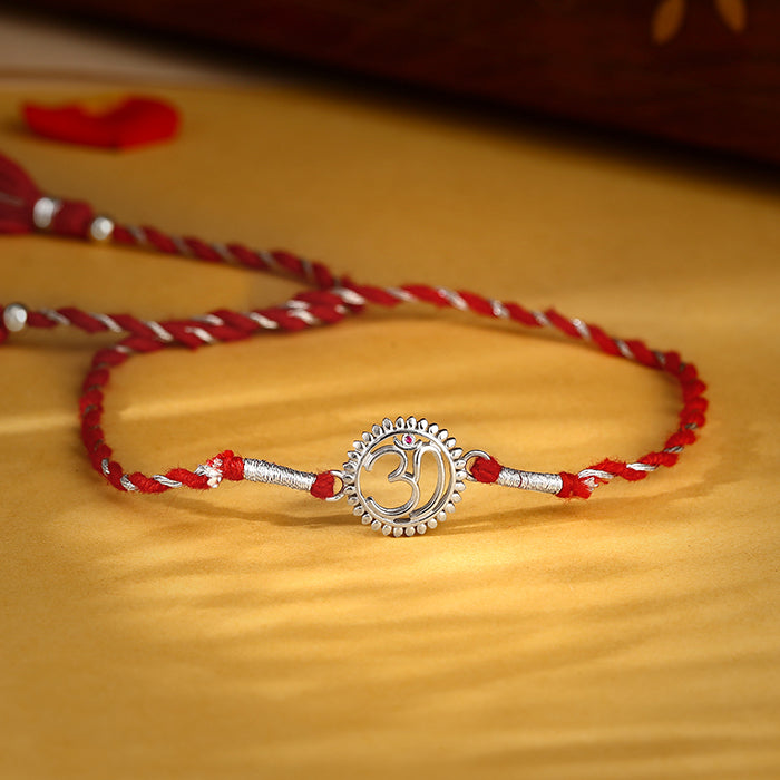 Buy Silver Om Mandala Rakhi at Best Price | International Shipping – GIVA