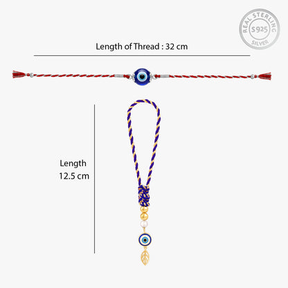 Silver & Golden Evil Eye Bhaiya Bhabhi Rakhi Combo (Set of 2)