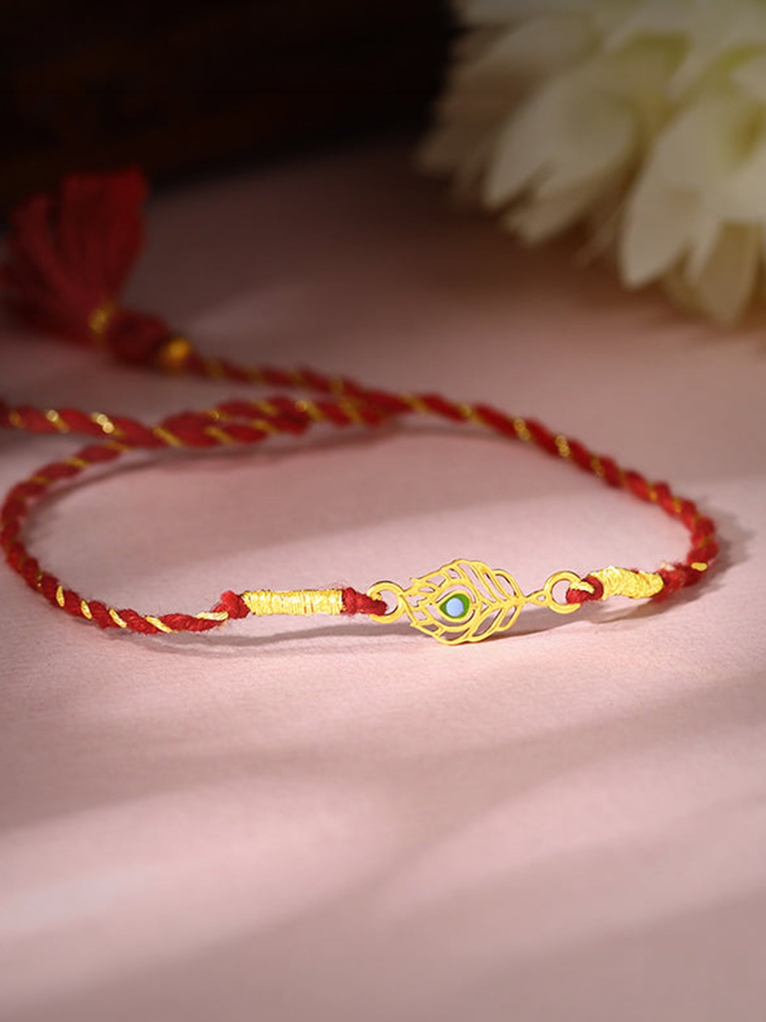 Golden Beautiful Feather Rakhi