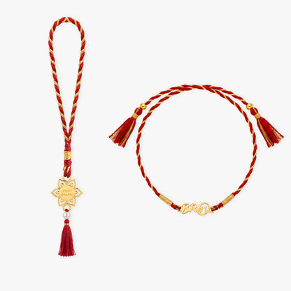 Golden Nairik Bhaiya Bhabhi Rakhi Combo (Set of 2)