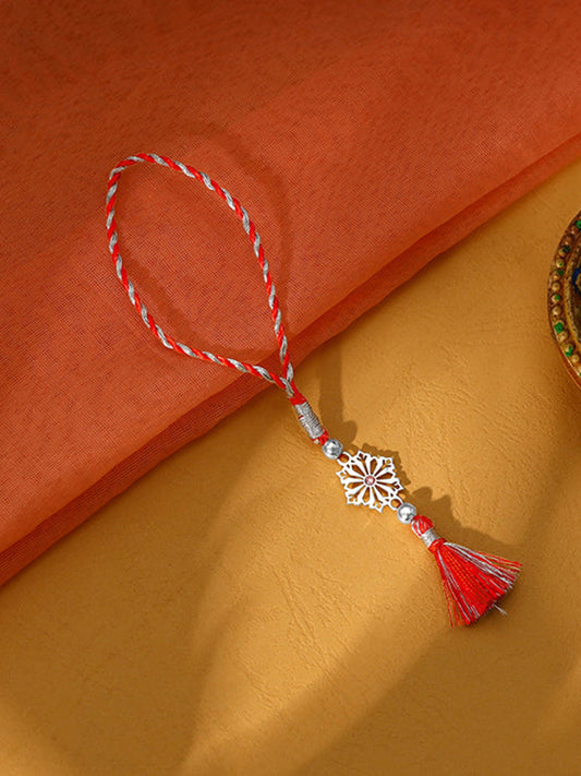Silver Blooming Floral Lumba Rakhi
