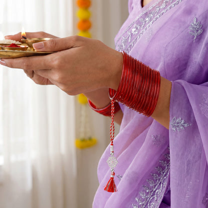 Silver Aarunya Bhaiya Bhabhi Rakhi Combo (Set of 2)