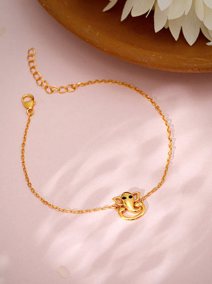 Golden Lord Ganesh Bracelet Rakhi