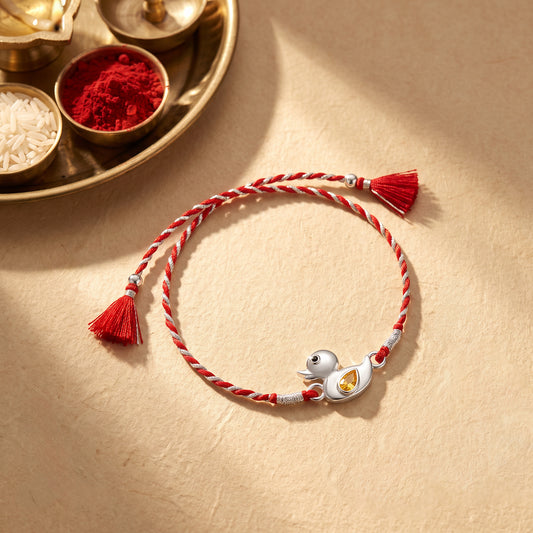 Silver Cute Duck Kids Rakhi
