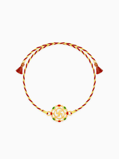 Golden Classic Swastik Rakhi