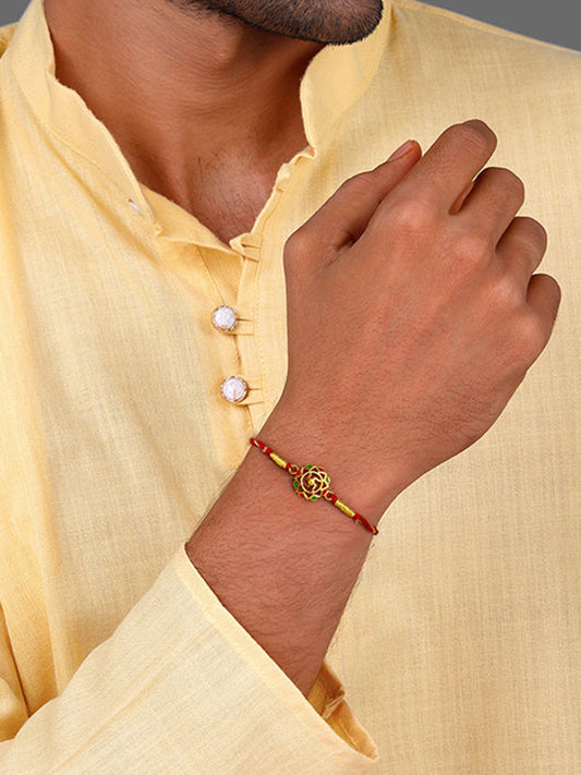 Golden Classic Swastik Rakhi