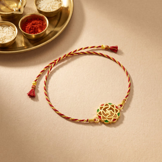 Golden Classic Swastik Rakhi