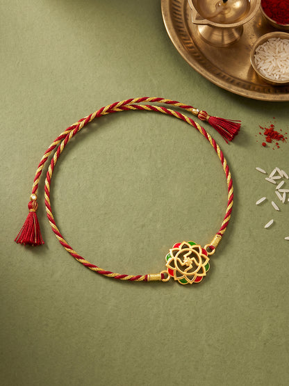 Golden Classic Swastik Rakhi