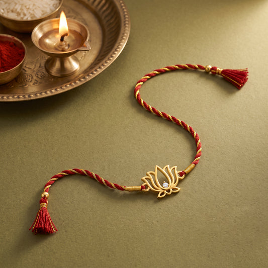Golden Kamal Rakhi