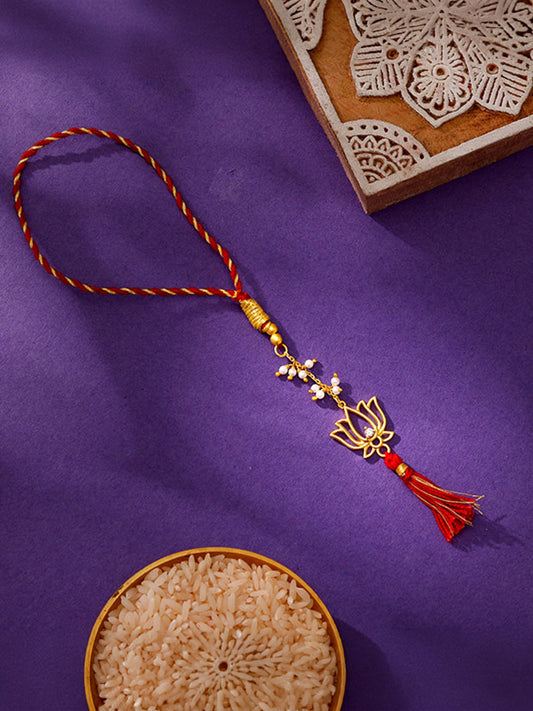 Golden Padmavati Lumba Rakhi