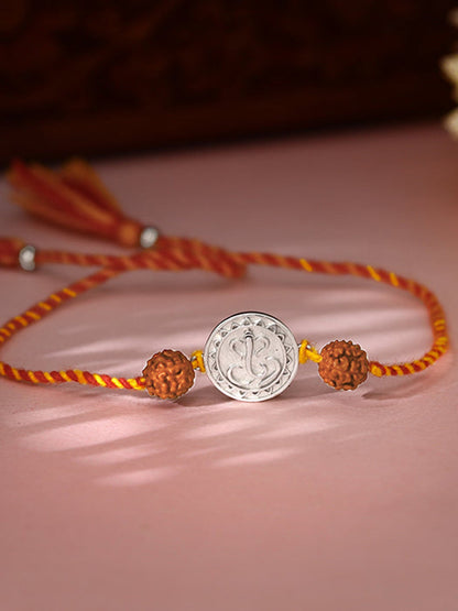 Silver Vignesha Rudraksha Rakhi