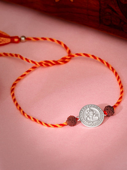 Silver Ganapati Coin Rakhi