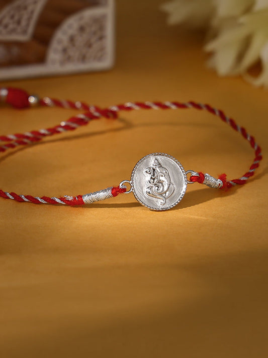 Silver Coin Ganesha Rakhi