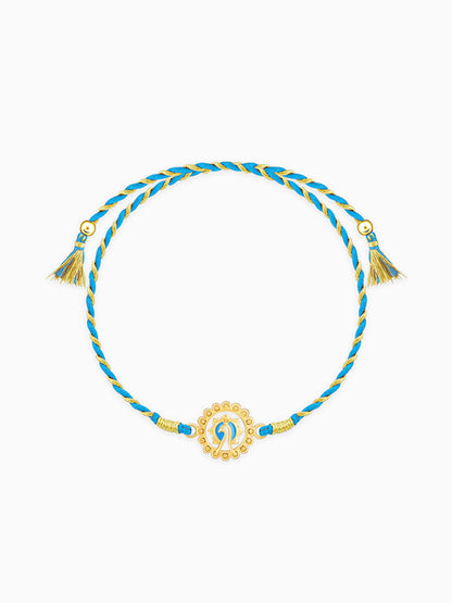 Golden Peacock Blossom Rakhi