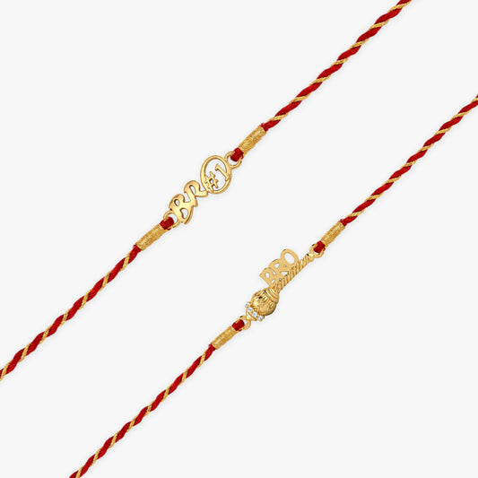 Golden My Bro Rakhi Combo (Set of 2)