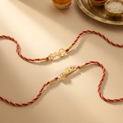 Golden My Bro Rakhi Combo (Set of 2)