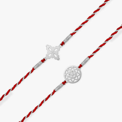 Silver Unique Flower Rakhi Combo (Set of 2)