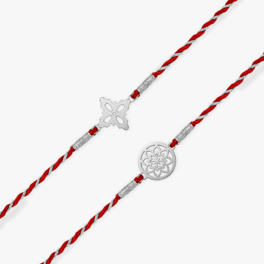 Silver Unique Flower Rakhi Combo (Set of 2)