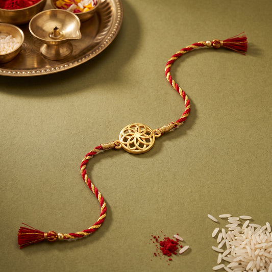 Golden Floral Twists Rakhi