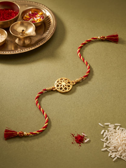 Golden Floral Twists Rakhi